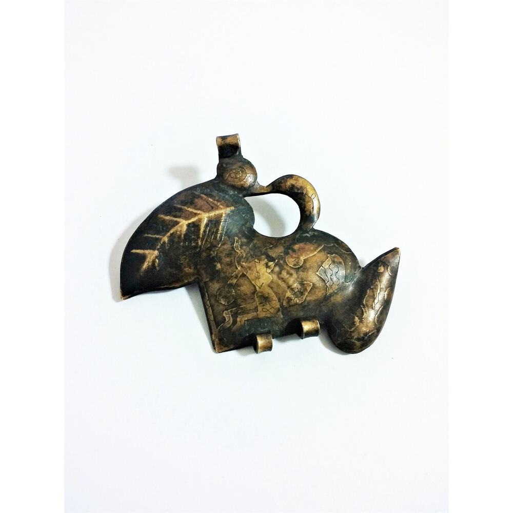 Rare Signed Otto Coester Bronze Jugendstil Bauhaus Brooch